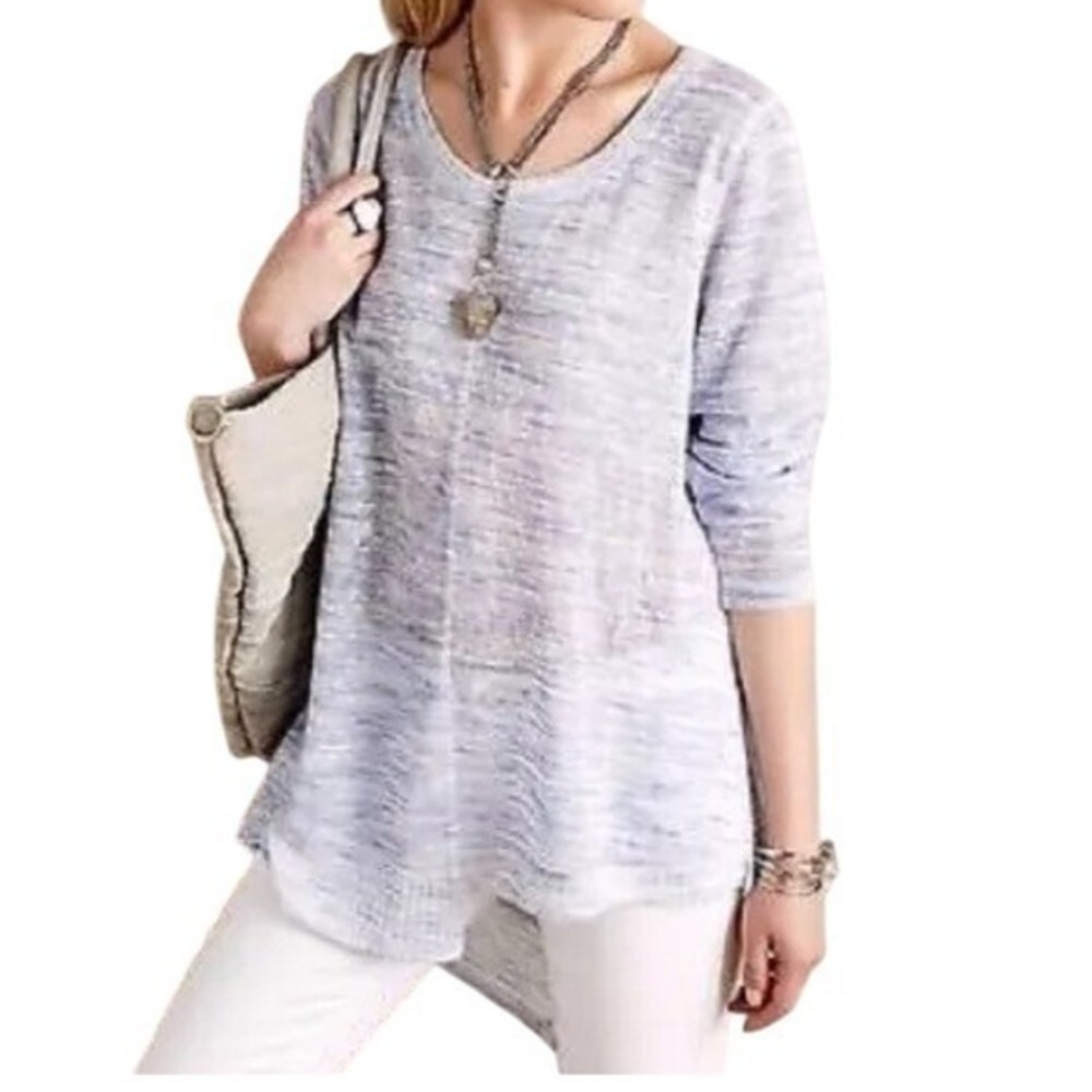 Akemi + Kin Blue Space Dye Asymmetrical Hem‎ Long Sleeve Top XS